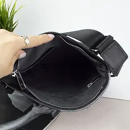 Сумка чоловіча шкіряна Handycover S106 чорна кроссбоді з кишенею - мініатюра 5