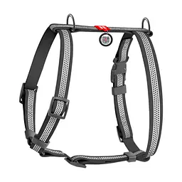 Шлея для собак WAUDOG Waterproof анатомічна Н-подібна, світловідбивна S сіра (328011)
