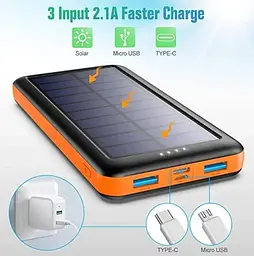 Портативна батарея Solar Power Bank 26800mAh HX160S4 сонячний заряд - мініатюра 3