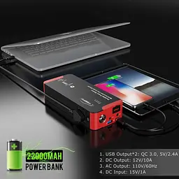 Пуско-зарядний пристрій для автомобіля Yaber 22000mah - мініатюра 4
