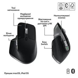 Комплект (клавіатура, миша) бездротовий Logitech MX Keys S Combo for Mac Space Grey (920-012845) - мініатюра 4