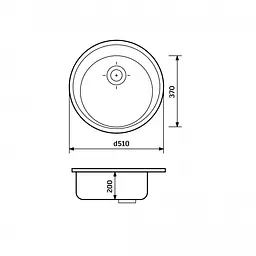 Кухонна мийка Adamant SUN сіра d 510x200 мм, без крила d 51 - мініатюра 3