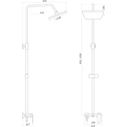 Душова система Globus Lux Laguna GLA-0005N-10-BB, Чорний матовий - мініатюра 5