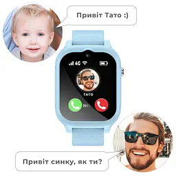 Дитячий смарт-годинник JETIX G99 зі змінним корпусом, GPS, 4G Відеодзвінком і вологозахистом (Black) Блакитний - мініатюра 7