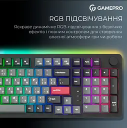 Механічна ігрова клавіатура GamePro MK-305-BK Asgard Drakkar Keychron Super Red Switch Bluetooth 5.2/2.4 ГГц/USB Black - мініатюра 12