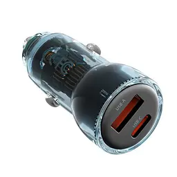 Автомобільний зарядний пристрій XO CC60 Smart прозрачний Car Charger A30+C30 Simultaneous 60W+Cable - мініатюра 4