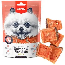 Wanpy Soft Salmon & Fish Skin Bites ванпи м'які шматочки лосося ласощі для собак 0.1кг