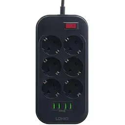 Мережевий подовжувач LDNIO SE6403 4USB і 6 розеток