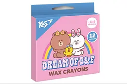 Набір воскових крейд для малювання YES Line Friends 12 шт, для дітей 3+ (590141)
