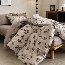 Постельное белье двоспальное с текстурой льна и с простыню на резинке Colorful Home Print 1 20522 180х220 см