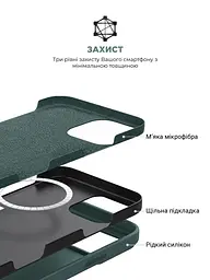 Силиконовый чехол с MagSafe для Apple iPhone 16 Pro, ICON2 MagCase, зеленый, противоударный, панель с мягкой подкладкой, защита всего корпуса, поддержка беспроводной зарядки, совместим с защитными стеклами и пленками, ArmorStandart (ARM81318) - мініатюра 6