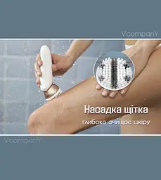 Епілятор жіночий з 5 насадками Geemy, Пемза, Масажер, Бритва, бездротовий депілятор, волога епіляція з підсвічуванням
 - мініатюра 14