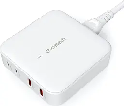 Мережевий зарядний пристрій Choetech PD8008 100W Desktop GaN Charger White (PD8008-EU-WH) [100838] - мініатюра 2