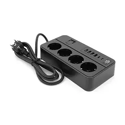 Мережевий фільтр живлення Voltronic G13, 3000W, 4 роз, 4USB 3,2А, 2 Type-C, 2м Black (YT-G13)