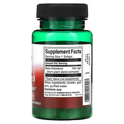 Зниження рівня холестерину Beta-Sitosterol 160 mg 60 рідких капсул Swanson vit0005934 - мініатюра 2