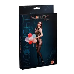 Бодістокінг з доступом Moonlight Model 14 Black малюнок у вигляді боді та панчох на підв'язках відкрита One size - мініатюра 3