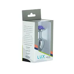 Металева анальна пробка Lux Active з трояндоюRose Anal PlugPurple, віброкуля в подарунок - мініатюра 7