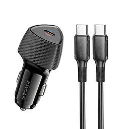 Адаптер автомобільний BOROFONE Solid single-port PD30W car charger C to C set BZ31B |1Type-C, 30W/3A, PD/QC|