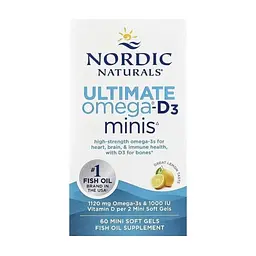 Витаминно-минеральный комплекс Nordic Naturals Омега-3 и витамин D3, 1120 мг и 25 мкг (1000 МЕ), вкус лимона, Ultima (NOR-06105)