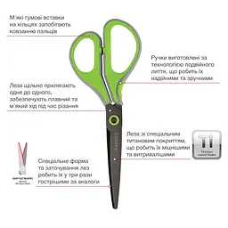 Ножиці Axent Titanium Lite 19 см сіро-салатові (6406-09-A) - мініатюра 2