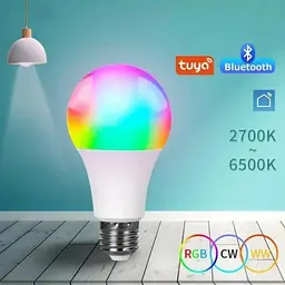 Розумна світлодіодна лампочка Wifi, TUYA, 9 Вт, Bluetooth, RGB/лампочка з керуванням через телефон - мініатюра 2