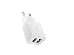Мережевий зарядний пристрій BASEUS Compact 2xUSB 10.5 W 2.1 A White (CCXJ010202)
