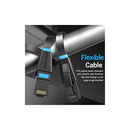Патч-корд 10м, UTP cat 6 RJ-45 flat black Vention (IBJBL) - мініатюра 4