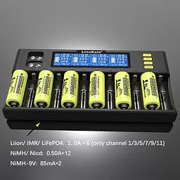 Зарядний пристрій LiitoKala Lii-S12 для акумуляторів АА, ААА, 18650, 21700, 26650 Li-ion, Ni-MH, Ni-Cd, LiFePO4, Крона 9В (19421) - мініатюра 6