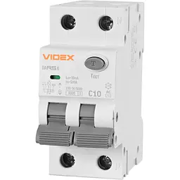 Диференційний автомат Videx Resist АС 2п 30мА 6кА 10А (VF-RS6-DA2AC10)