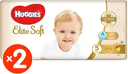 Набір підгузків Huggies Elite Soft 5 (12-22 кг), 112 шт. (2 уп. по 56 шт.) - мініатюра 2