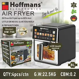 Аерофритюрниця Hoffmans HM-796 8 л • Сенсорний аерогриль-мультипіч 2200 Вт із 12 програмами та оглядовим вікном - мініатюра 6