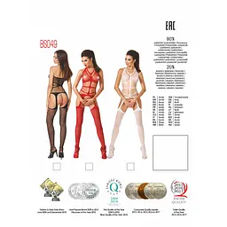 Бодістокінг Passion BS049 red, комбінезон, імітація топа, панчох і пояса - мініатюра 5