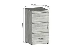 Тумбочка на 3 шухляди Moreli T-216 Ш400/В758/Г398 Венге темний - мініатюра 2