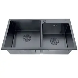 Кухонна мийка з нержавіючої сталі Zerix ZH7843D-215 Nano-Black MX1594, Графит