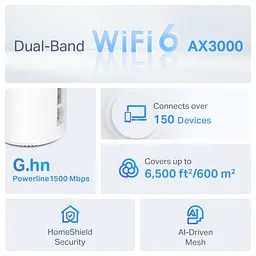 Система WiFi-Mesh Deco PX50 AX3000, 3xGE LAN/WAN, 3 мод, Powerline G1500 TP-Link teh0017228 - мініатюра 5