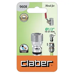 Адаптер для конектора для поливального шлангу Claber Metal-Jet 9608 1/2" - мініатюра 2