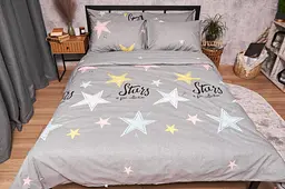 Комплект постільної білизни Moon&Star Бязь Gold Люкс Gray Stars Дитячий 110x140 см наволочки 2x50x70 см - мініатюра 2
