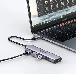 Адаптер UGREEN CM478 USB Type-C to HDMI, USB 3.0*4 Gray 15495 - мініатюра 4