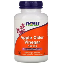 Натуральна добавка NOW Apple Cider Vinegar 450 mg, 180 капсул