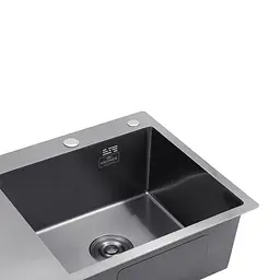 Кухонна мийка Kroner KRP Schwarze - 7849RHM PVD (3,0/1,0 мм) (CV025279) - мініатюра 5