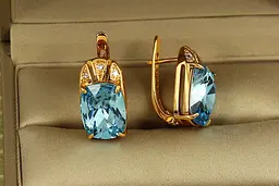 Сережки Xuping Jewelry Гранд з блакитним 1,9 см золотисті - мініатюра 2