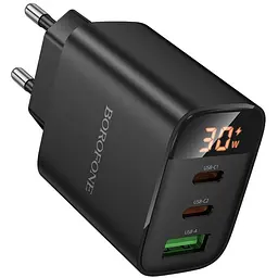 МЗП Borofone BA98A Ilustre with digital display PD30W (1USB-A/2C) Black - мініатюра 3