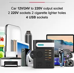 Автомобільний інвертор Asometech 12V 220V 200w Мережевий фільтр - мініатюра 6
