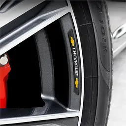 Емблема обода колеса Chevrolet 4 шт Алюміній наклейка на диски на скотчі Чорні - мініатюра 3