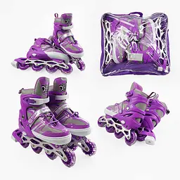 Роликові ковзани, розмір 39-43, PVC колеса, устілка 25-27 см, фіолетовий, INLINE SKATE, 95614-L