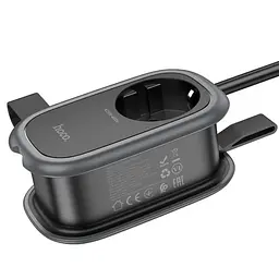 Мережевий подовжувач Hoco NS6 Sharp 1 position(1C2A) desktop socket(EU/GER) Чорний - мініатюра 2