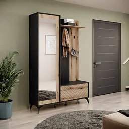 Передпокій з дзеркалом Perfect Home Такймонд / Diamond 2-дверний Чорний/дуб евок (PFH-091302)