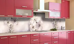 Вініловий кухонний фартух Макро Квіти вишні наклейка для кухні тичинки Бежевий 60х300 см Happy Pocket Z181509 - мініатюра 2