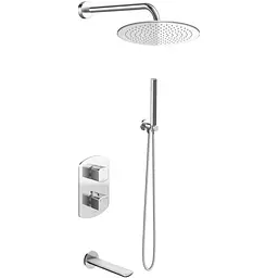 Душова система Kohlman Foxal 30 chrome з термостатом + BOX прихованого монтажу KPL-QW433FR30, Хром