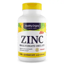 Хелат цинку бісгліцинату Healthy Origins Zinc Bisglycinate Chelate 50 mg, 120 вегакапсул